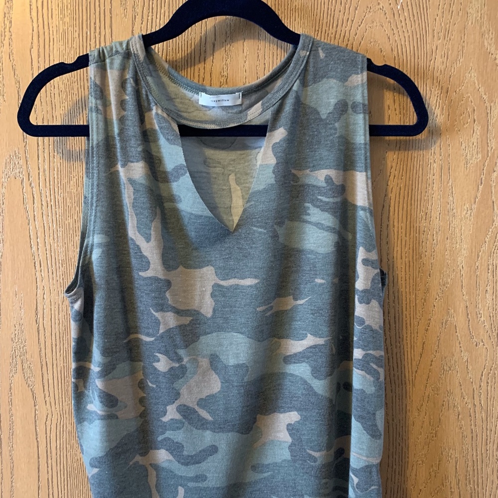 Camo Tank with Cut-out Front